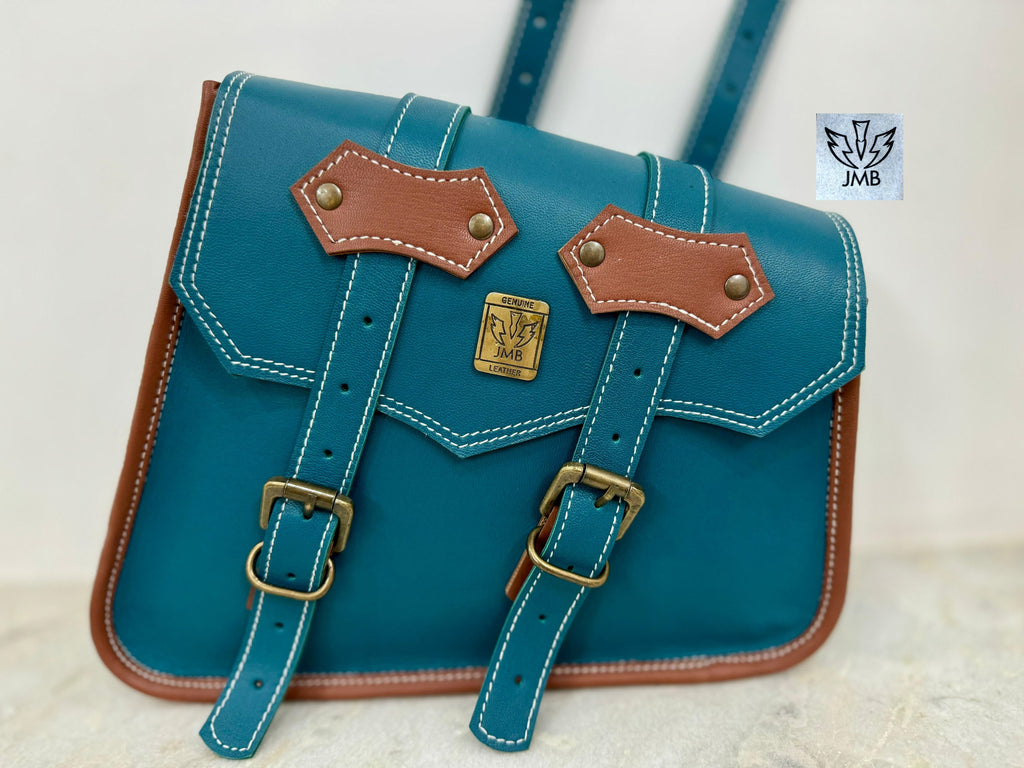 Set mit 3 Motorrad-Ledersatteltaschen 