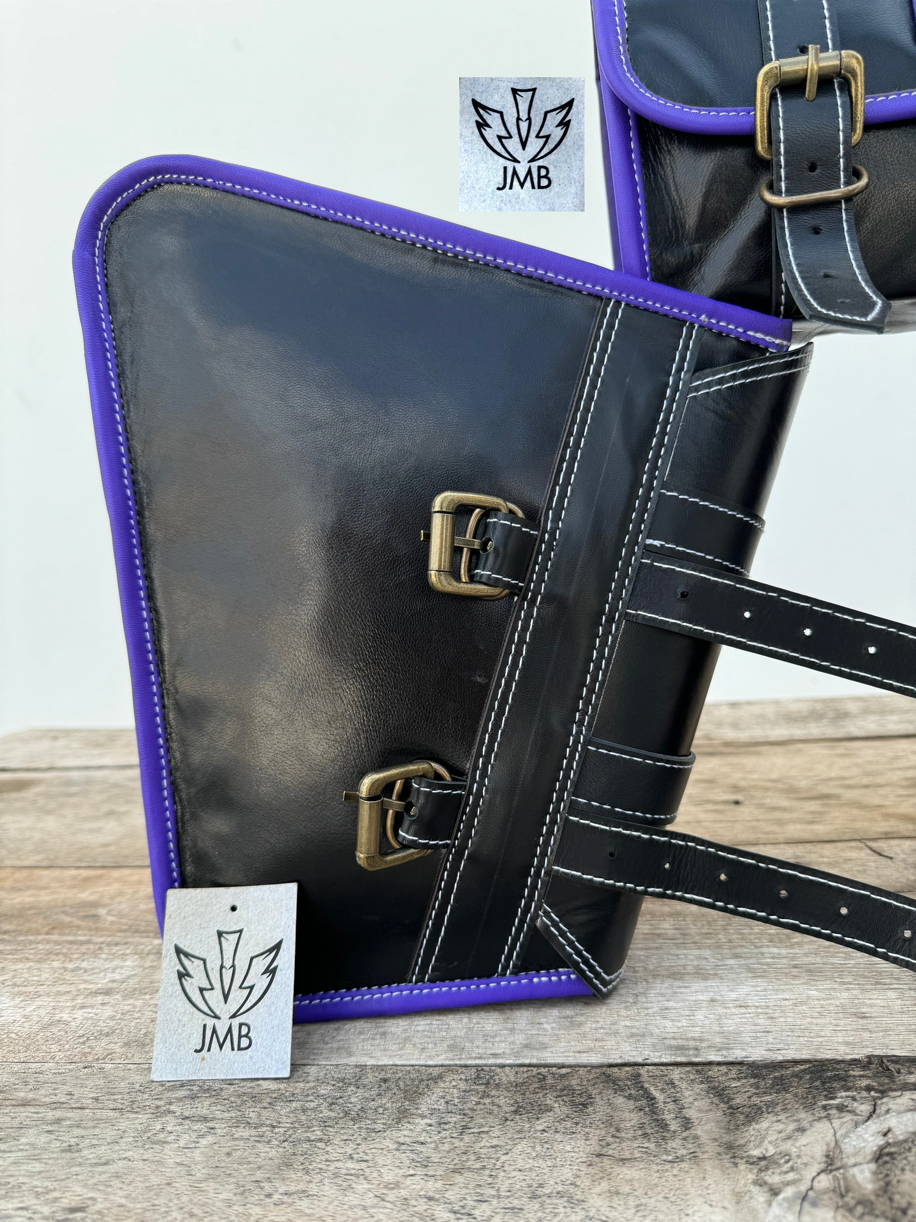 Set aus 3 handgefertigten Motorradtaschen aus Ziegenleder mit Werkzeugtasche und Satteltaschen 