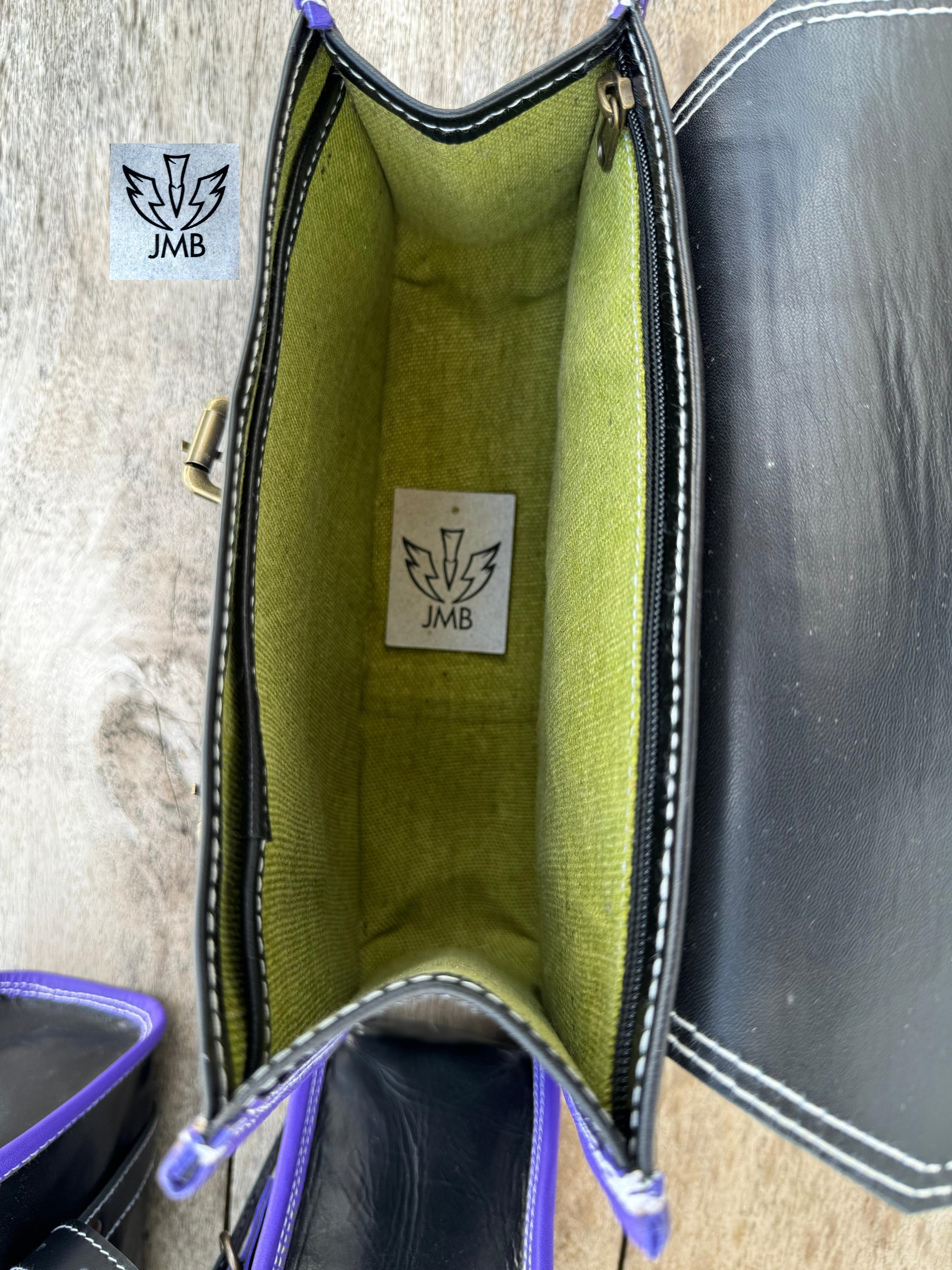 Set aus 3 handgefertigten Motorradtaschen aus Ziegenleder mit Werkzeugtasche und Satteltaschen 