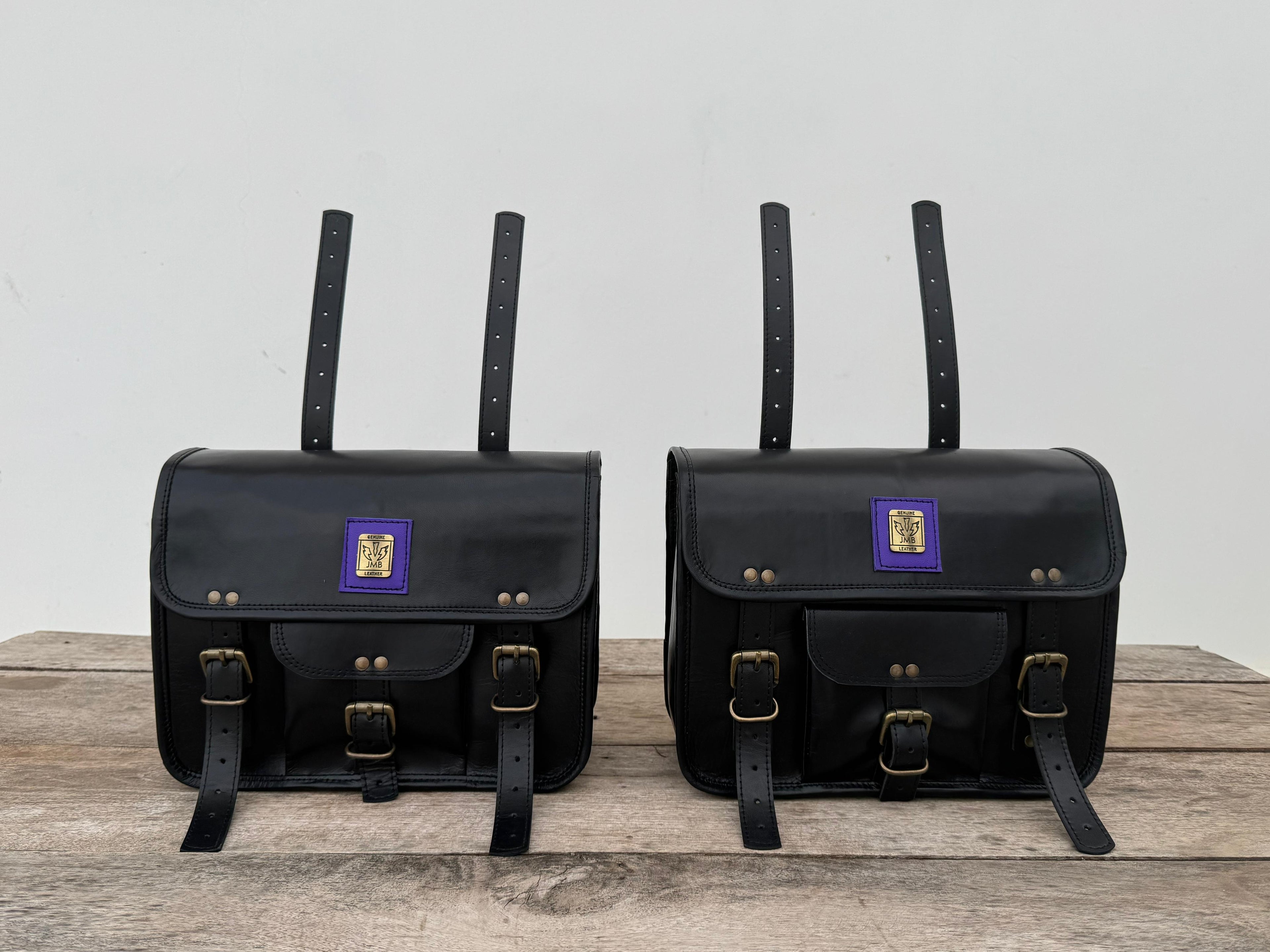 Motorrad-Seitentaschen, 2er-Pack, Leder, Satteltaschen, Schwarz