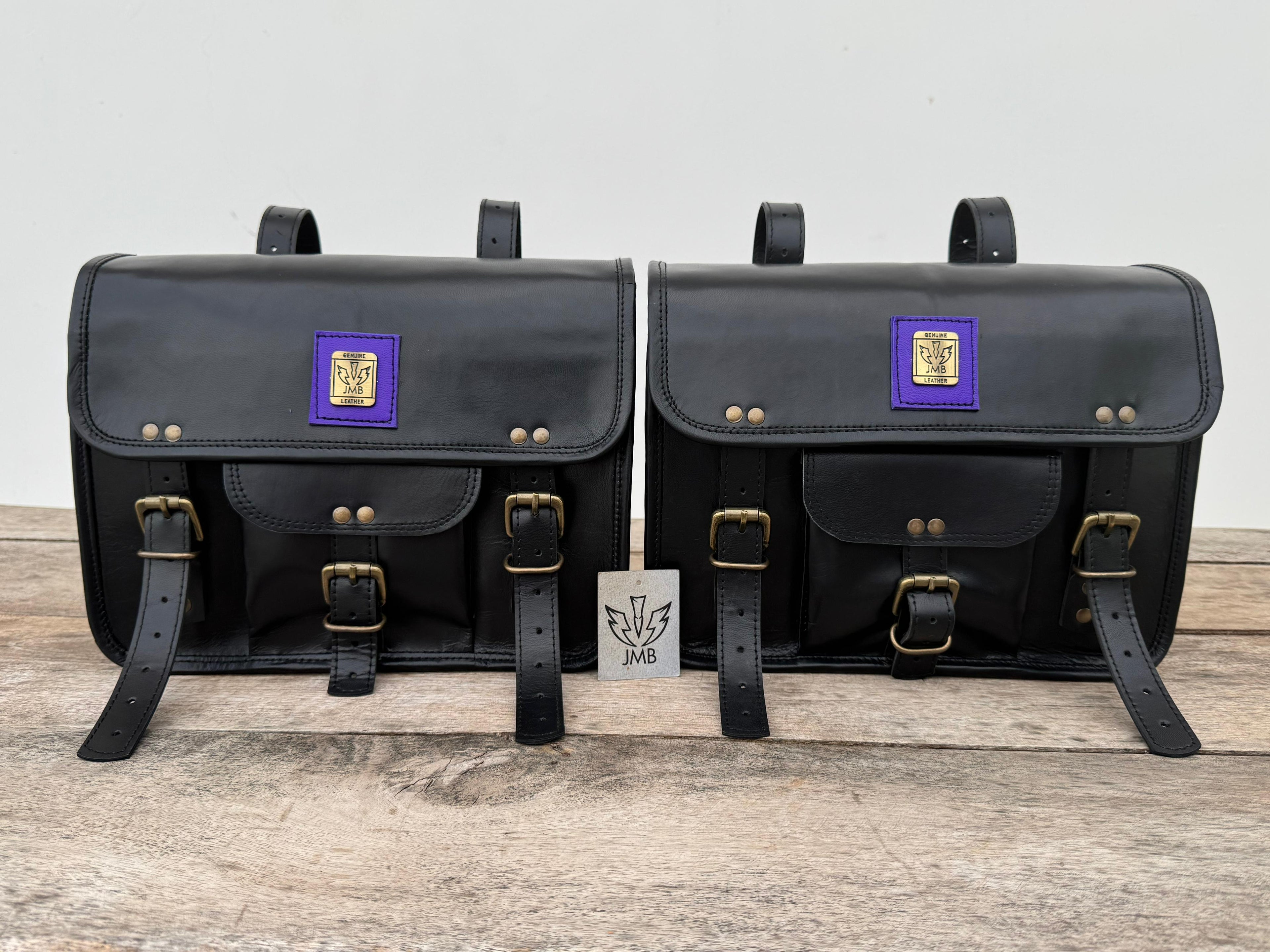 Motorrad-Seitentaschen, 2er-Pack, Leder, Satteltaschen, Schwarz