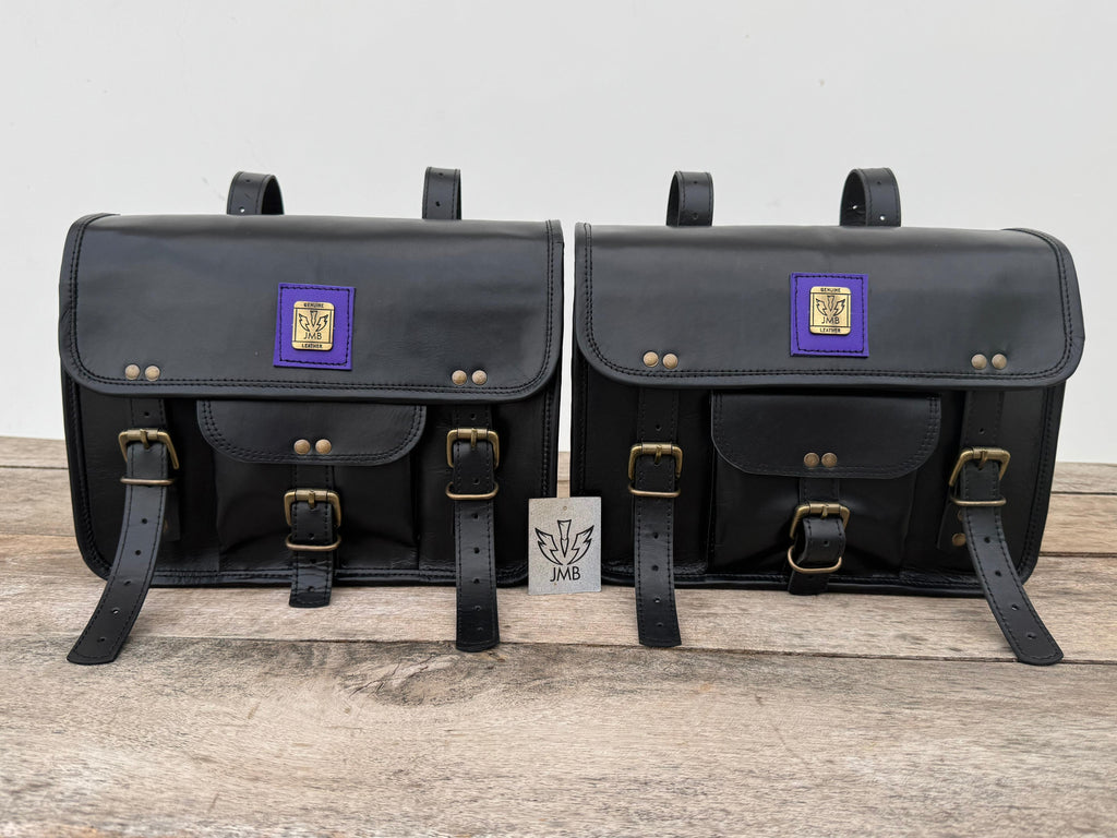 Motorrad-Seitentaschen, 2er-Pack, Leder, Satteltaschen, Schwarz