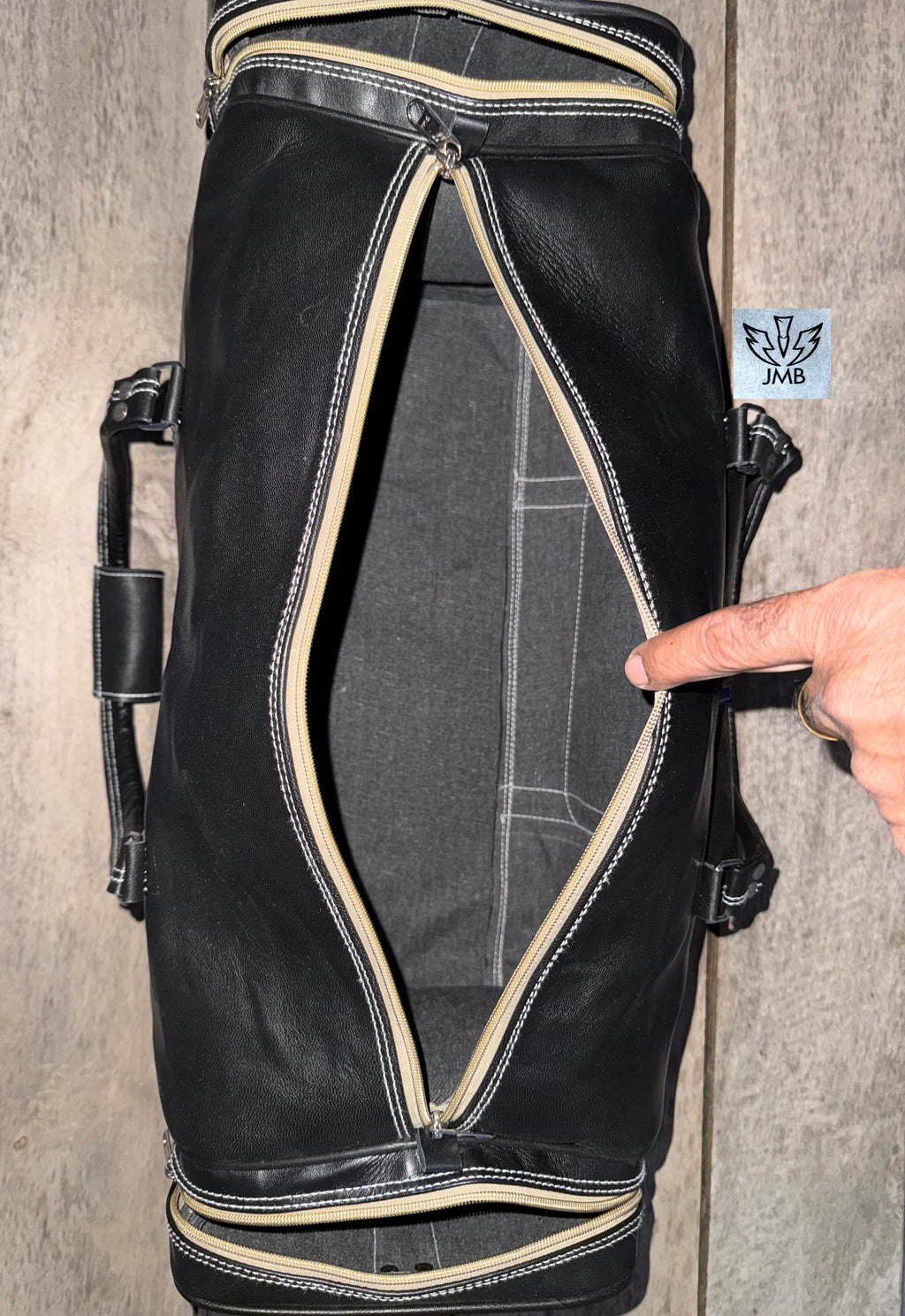 Unisex-Reisetasche und Sporttasche aus schwarzem Echtleder – Wochenendgepäck von Jasolcraft