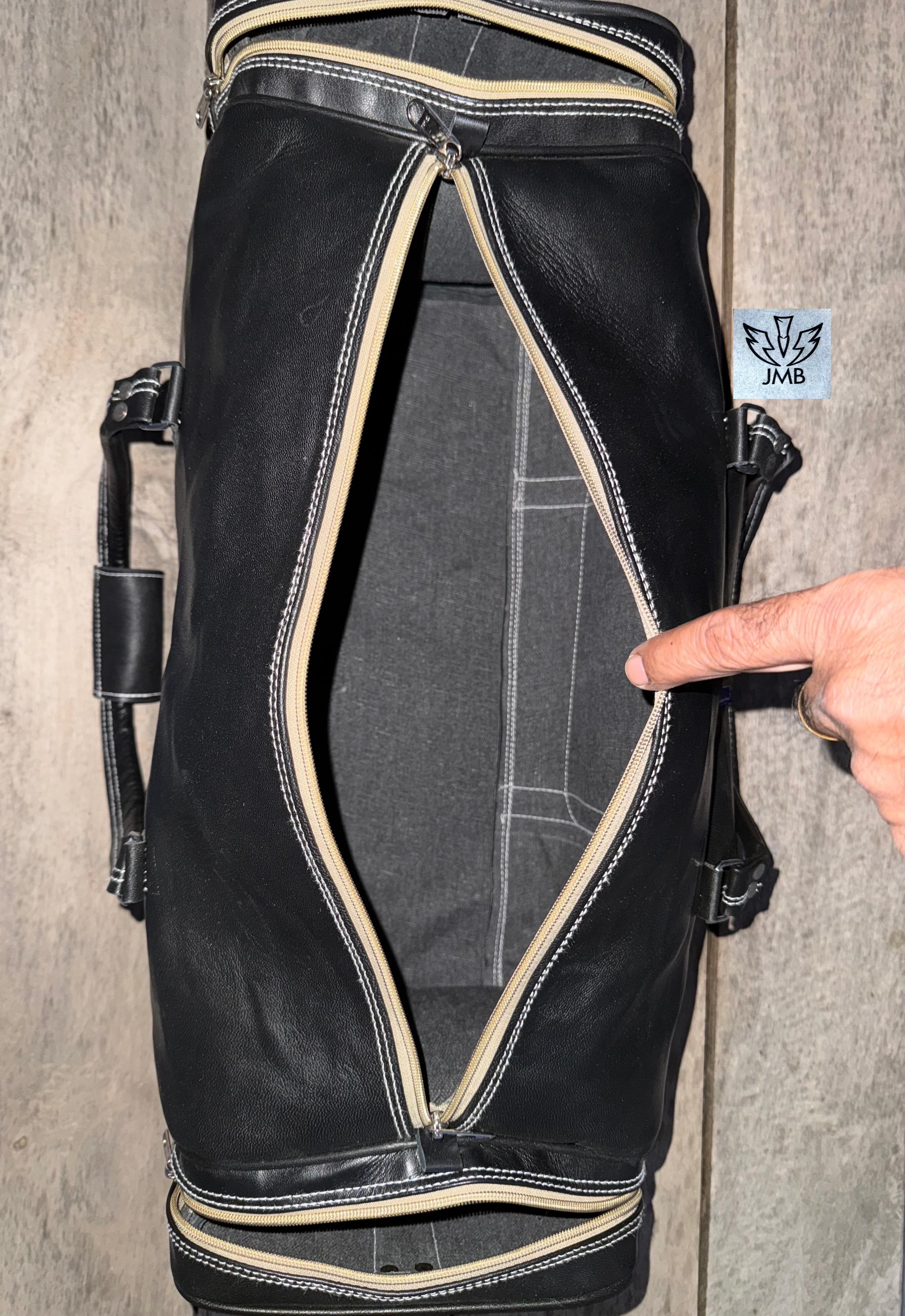 Unisex-Reisetasche und Sporttasche aus schwarzem Echtleder – Wochenendgepäck von Jasolcraft