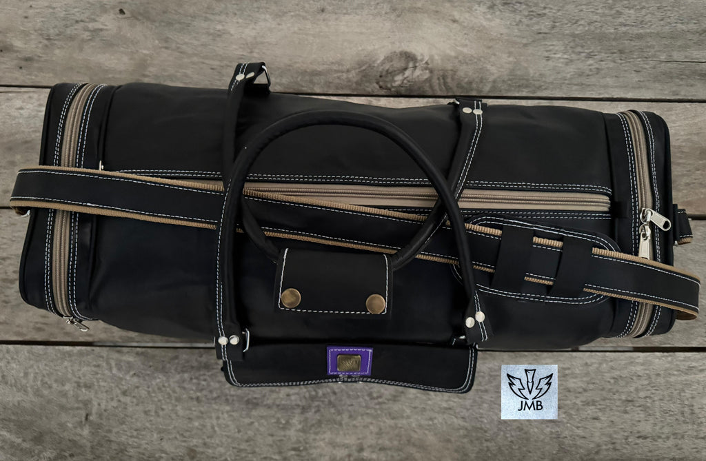 Unisex-Reisetasche und Sporttasche aus schwarzem Echtleder – Wochenendgepäck von Jasolcraft