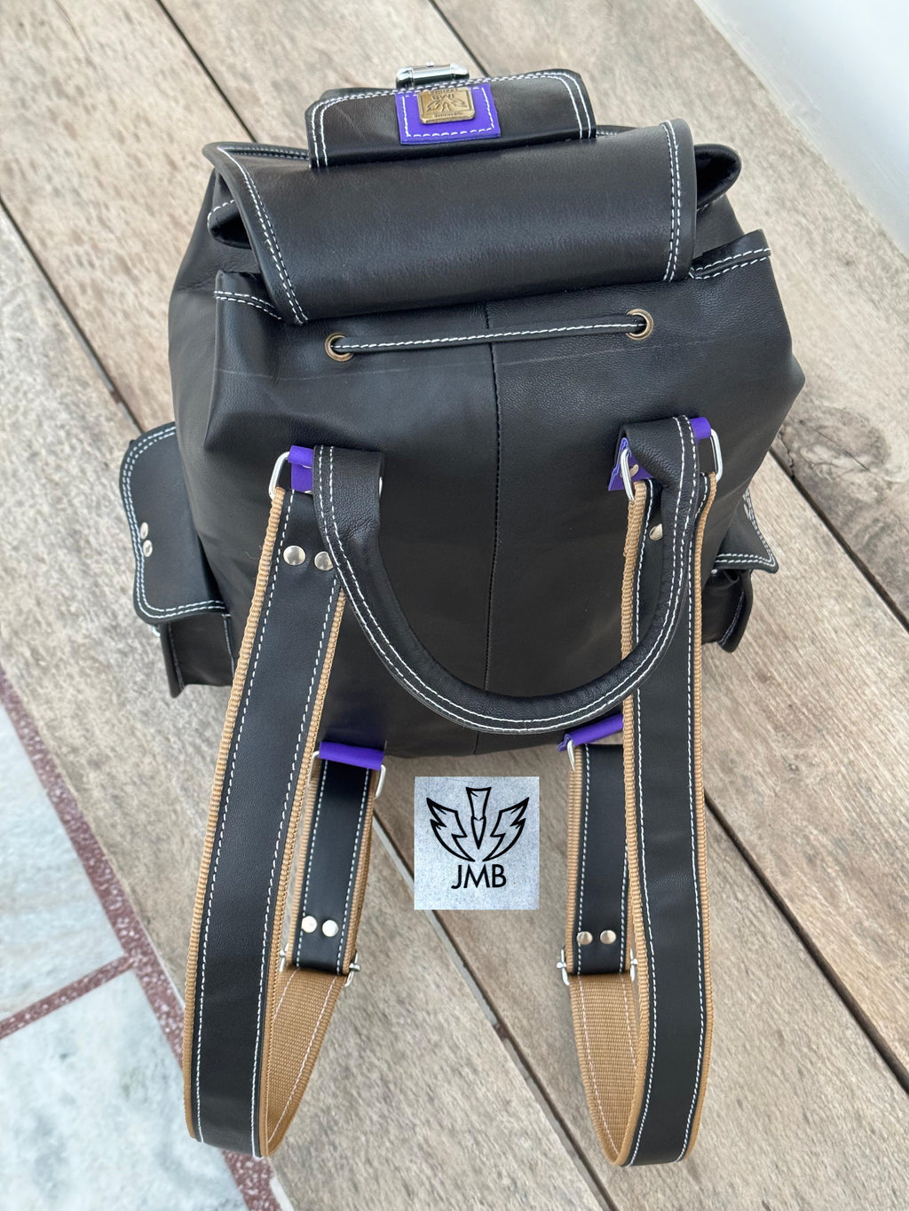 Schwarzer Unisex-Lederrucksack – 45,7 cm (18 Zoll) für Schule, Reisen und Alltag | JMB von JasolCraft