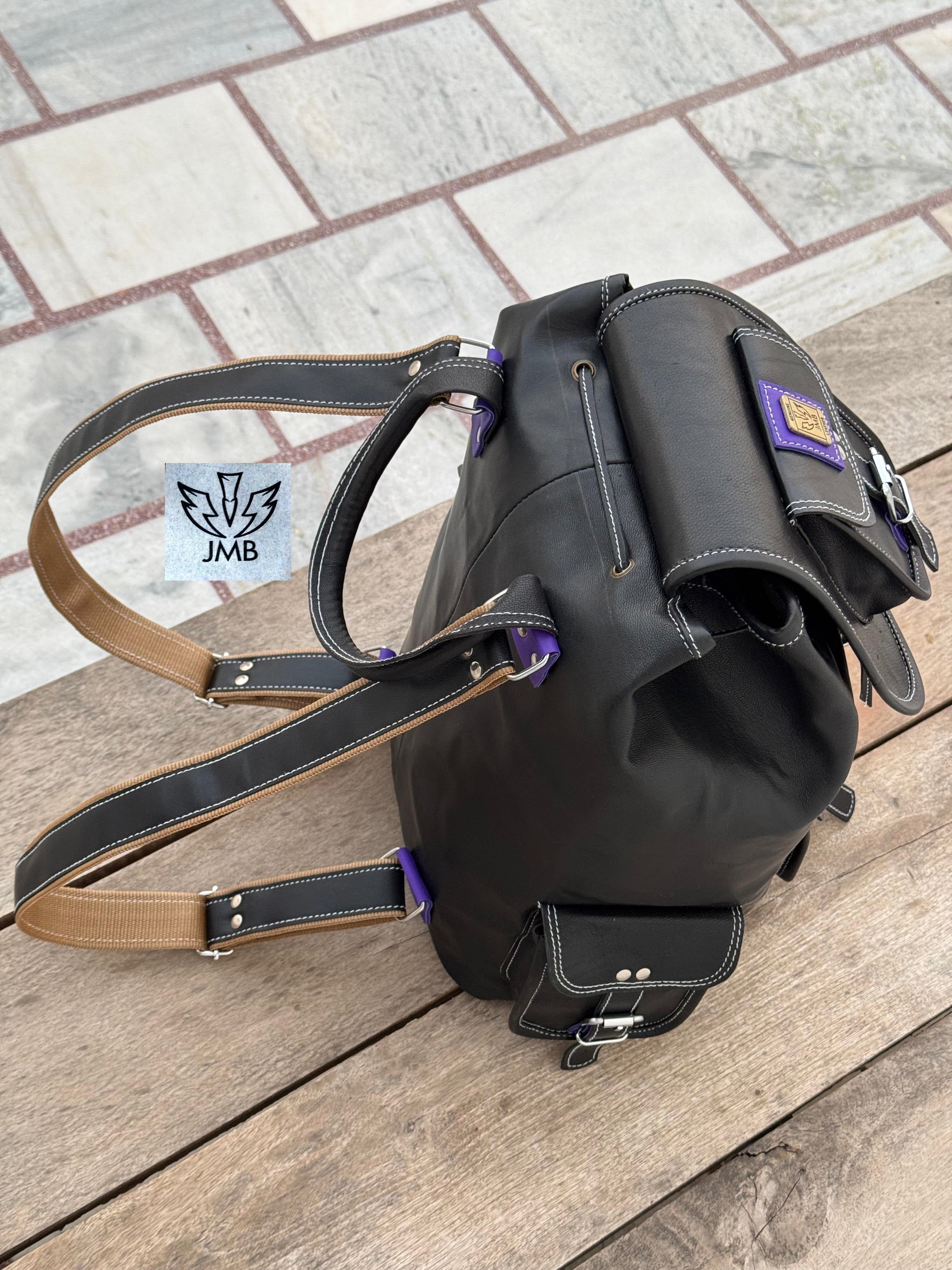 Schwarzer Unisex-Lederrucksack – 45,7 cm (18 Zoll) für Schule, Reisen und Alltag | JMB von JasolCraft