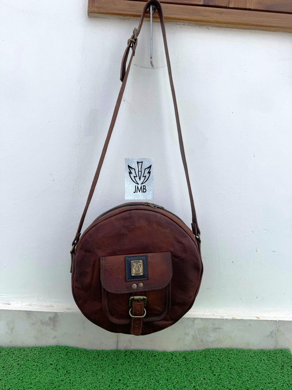 Runde Damen-Umhängetasche aus Leder – Schulterhandtasche &amp; Henkeltasche von JasolCraft