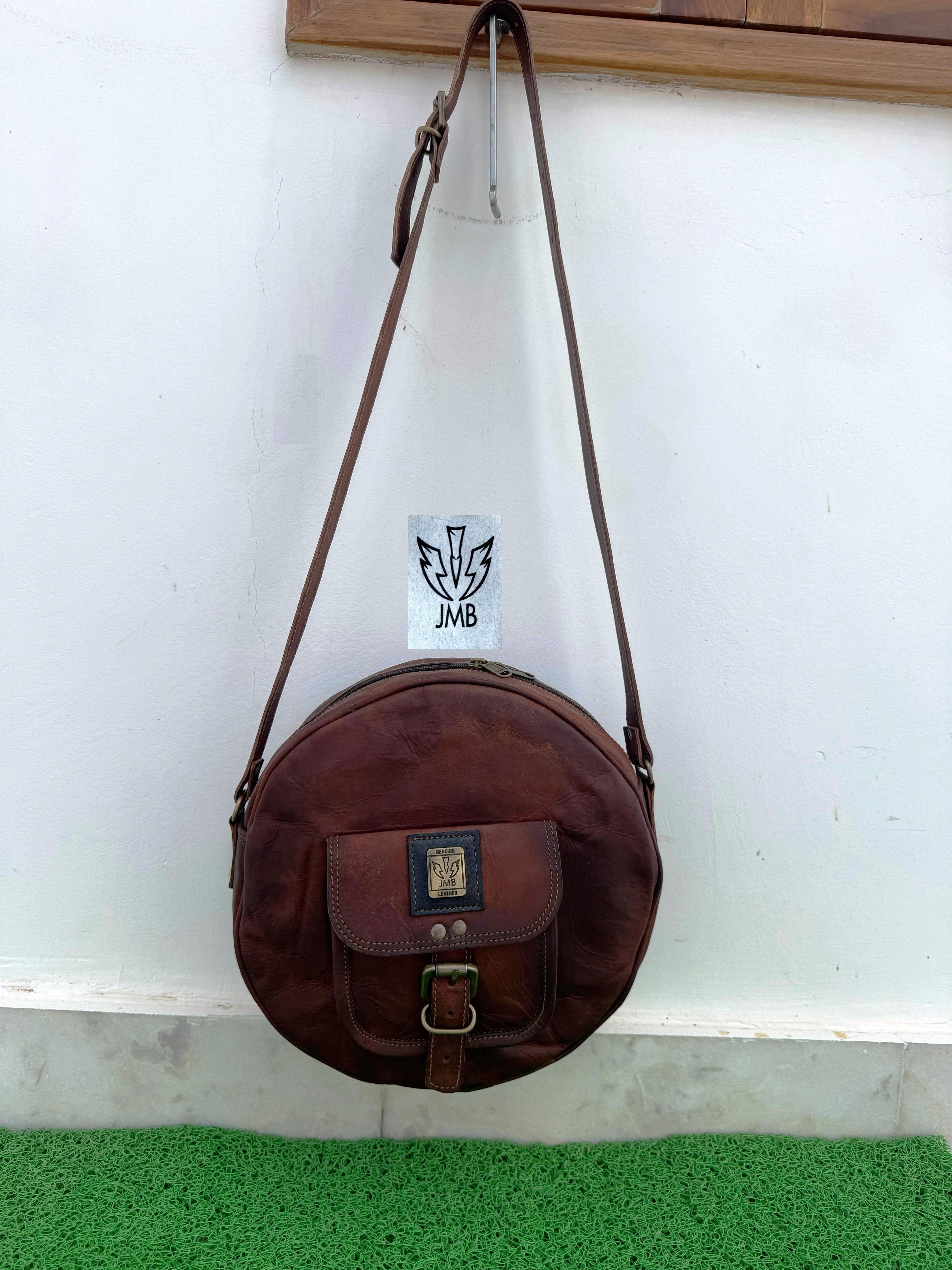 Runde Damen-Umhängetasche aus Leder – Schulterhandtasche &amp; Henkeltasche von JasolCraft