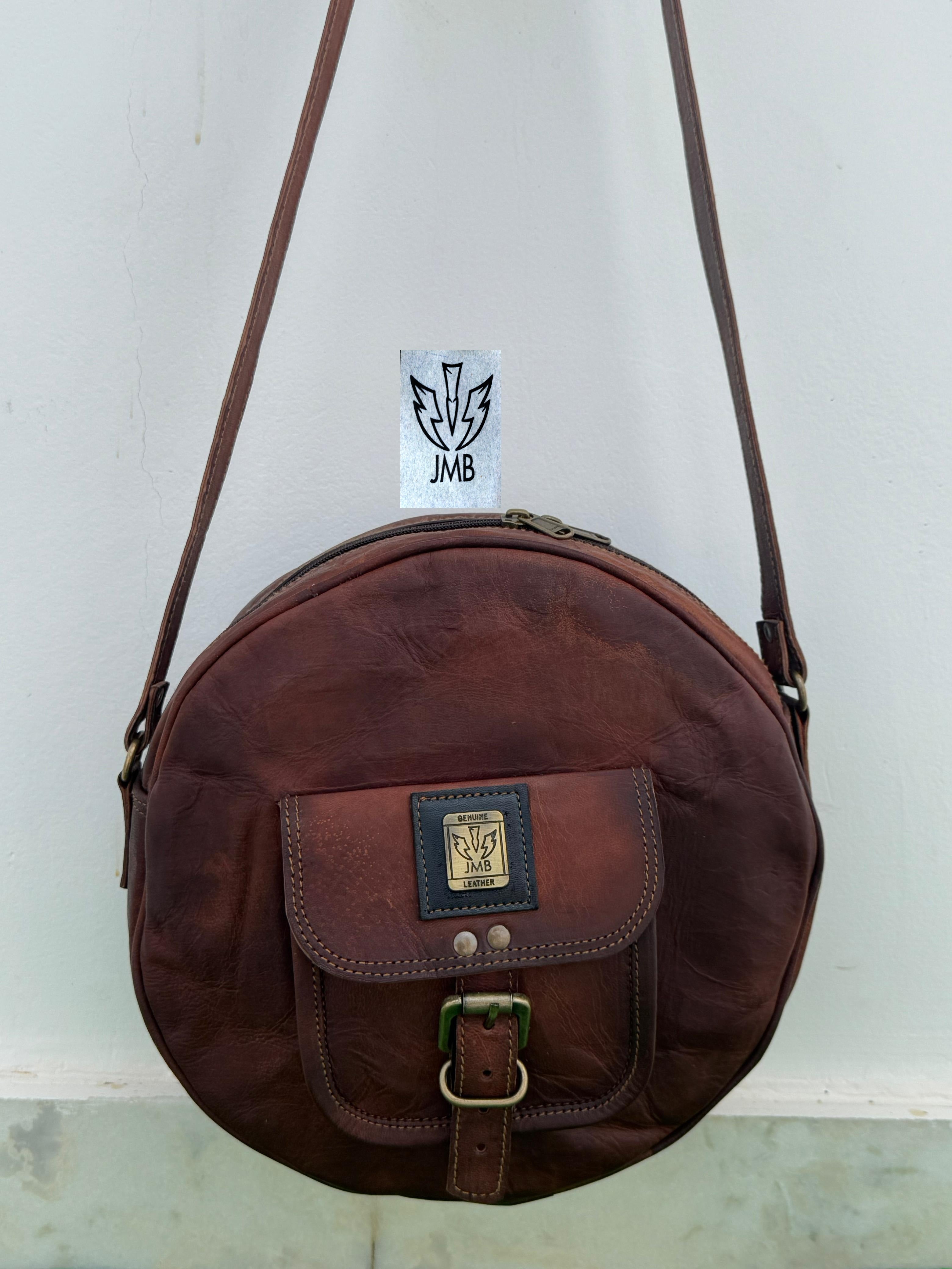 Runde Damen-Umhängetasche aus Leder – Schulterhandtasche &amp; Henkeltasche von JasolCraft