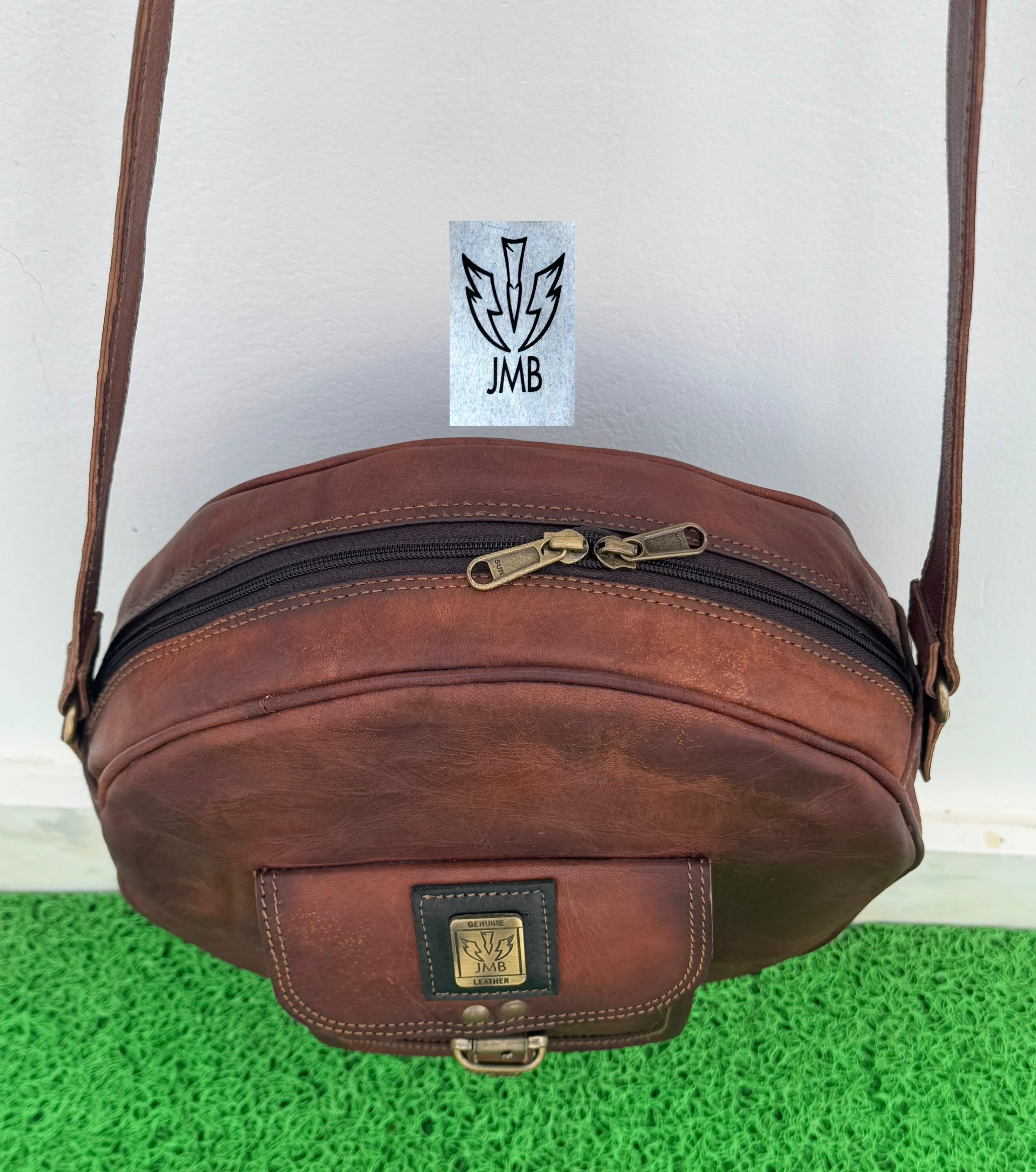 Runde Damen-Umhängetasche aus Leder – Schulterhandtasche &amp; Henkeltasche von JasolCraft