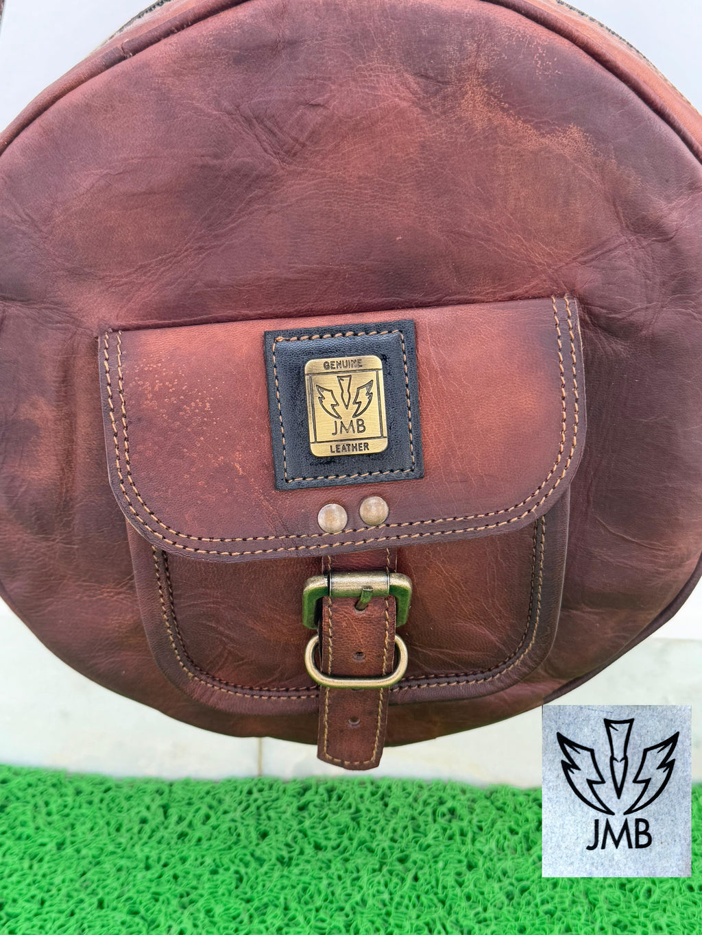 Runde Damen-Umhängetasche aus Leder – Schulterhandtasche &amp; Henkeltasche von JasolCraft