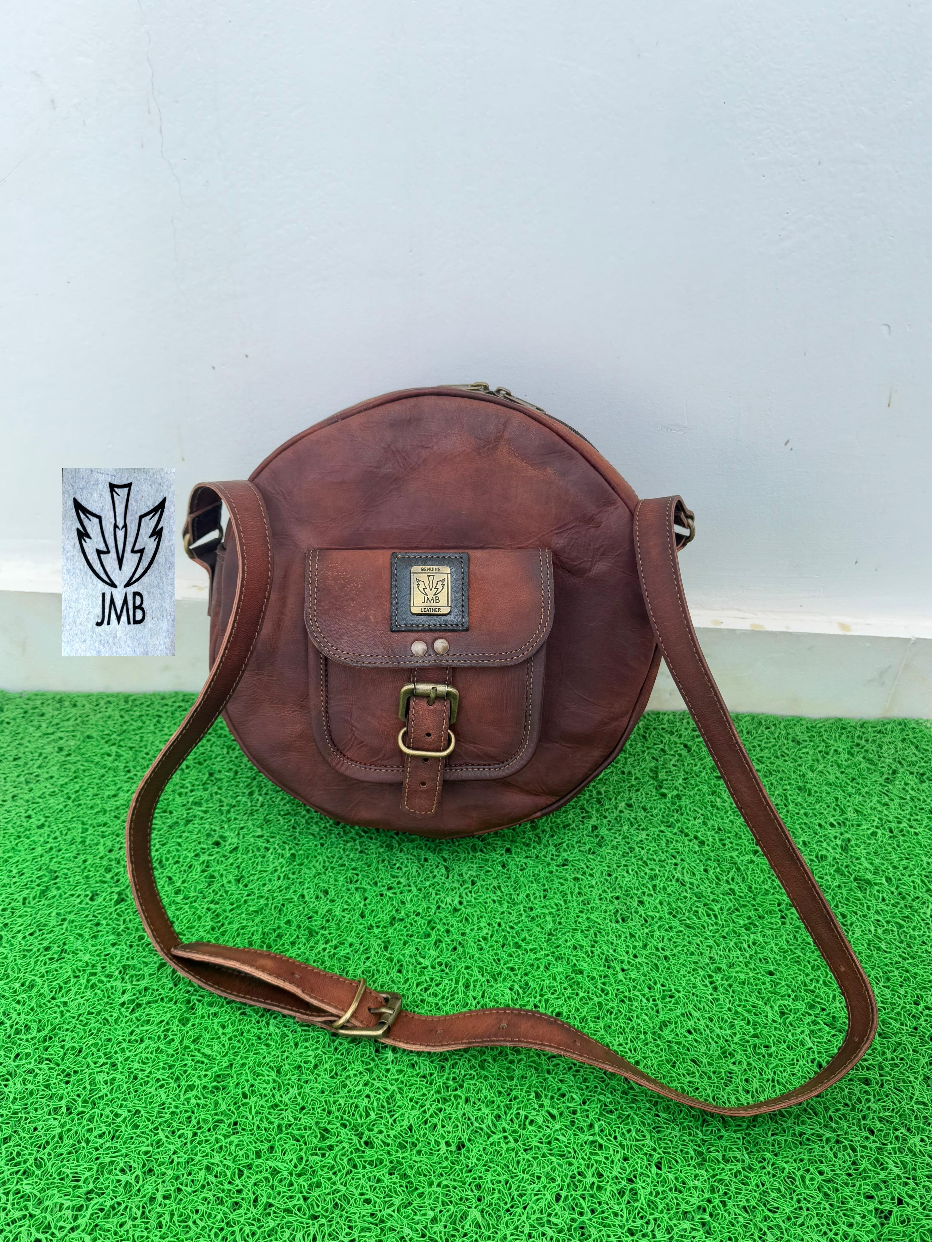 Runde Damen-Umhängetasche aus Leder – Schulterhandtasche &amp; Henkeltasche von JasolCraft