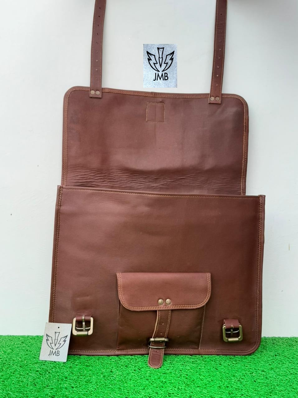 Motorrad-Satteltasche, 1 Seitentasche, braunes Leder, Packtasche