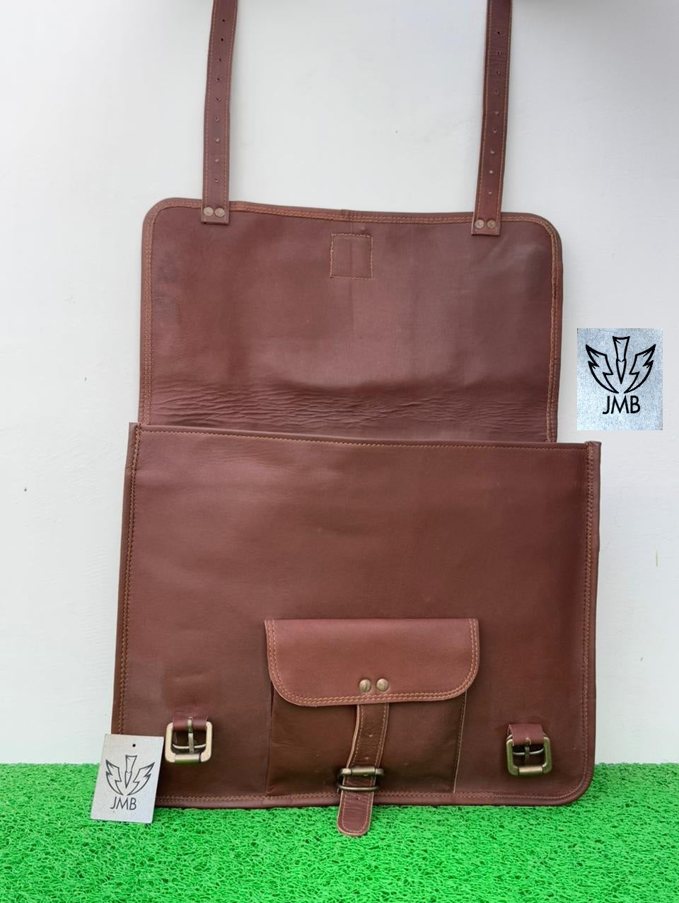 Motorrad-Satteltasche, 1 Seitentasche, braunes Leder, Packtasche