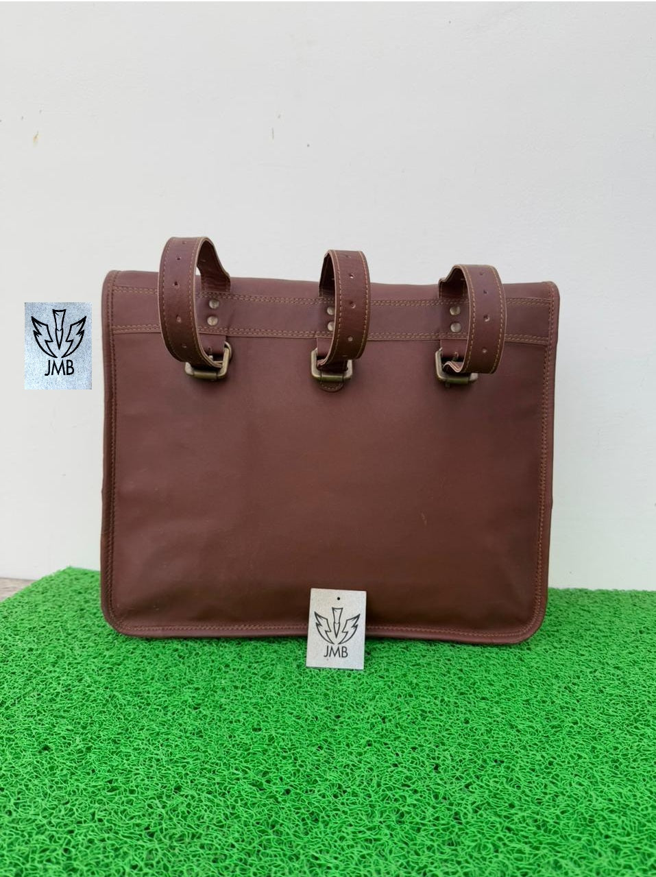 Motorrad-Satteltasche, 1 Seitentasche, braunes Leder, Packtasche