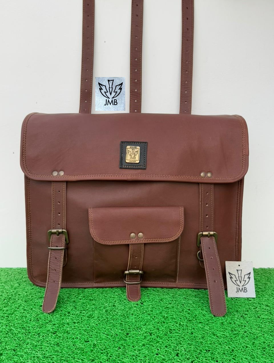 Motorrad-Satteltasche, 1 Seitentasche, braunes Leder, Packtasche