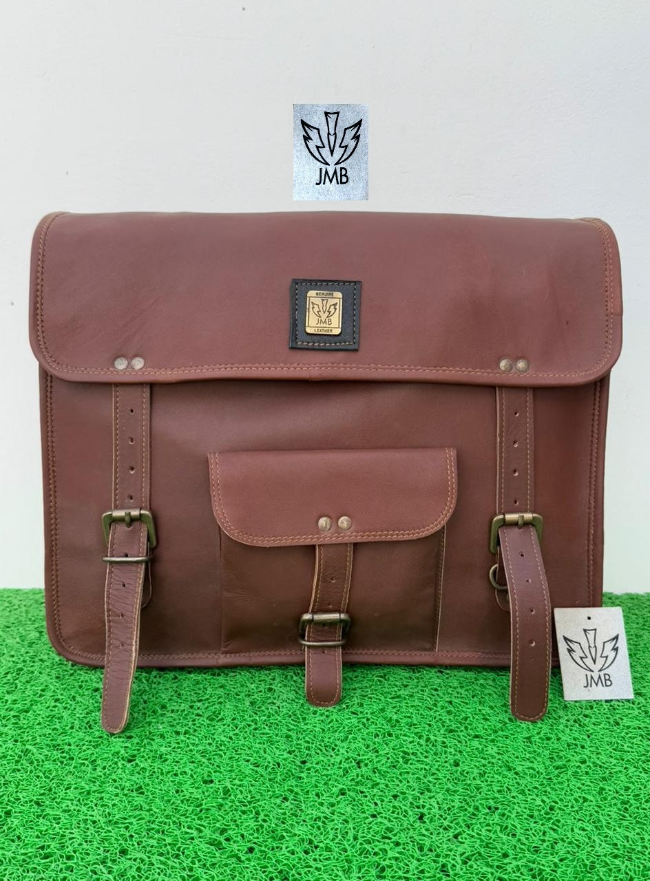 Motorrad-Satteltasche, 1 Seitentasche, braunes Leder, Packtasche