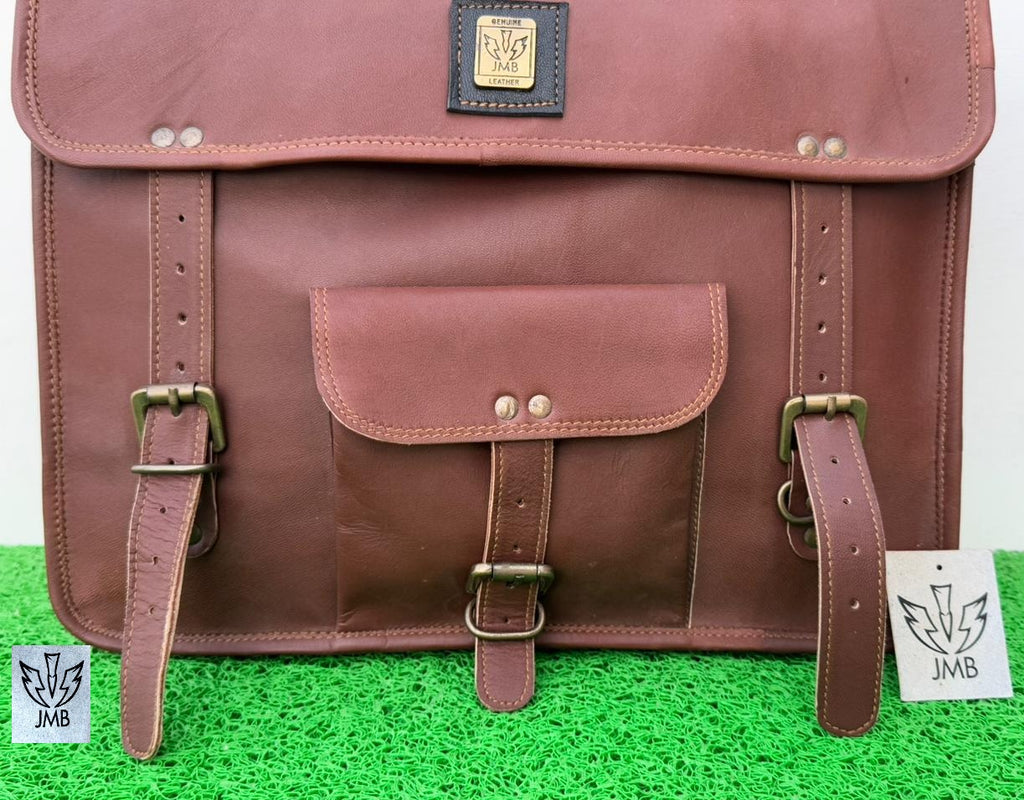 Motorrad-Satteltasche, 1 Seitentasche, braunes Leder, Packtasche