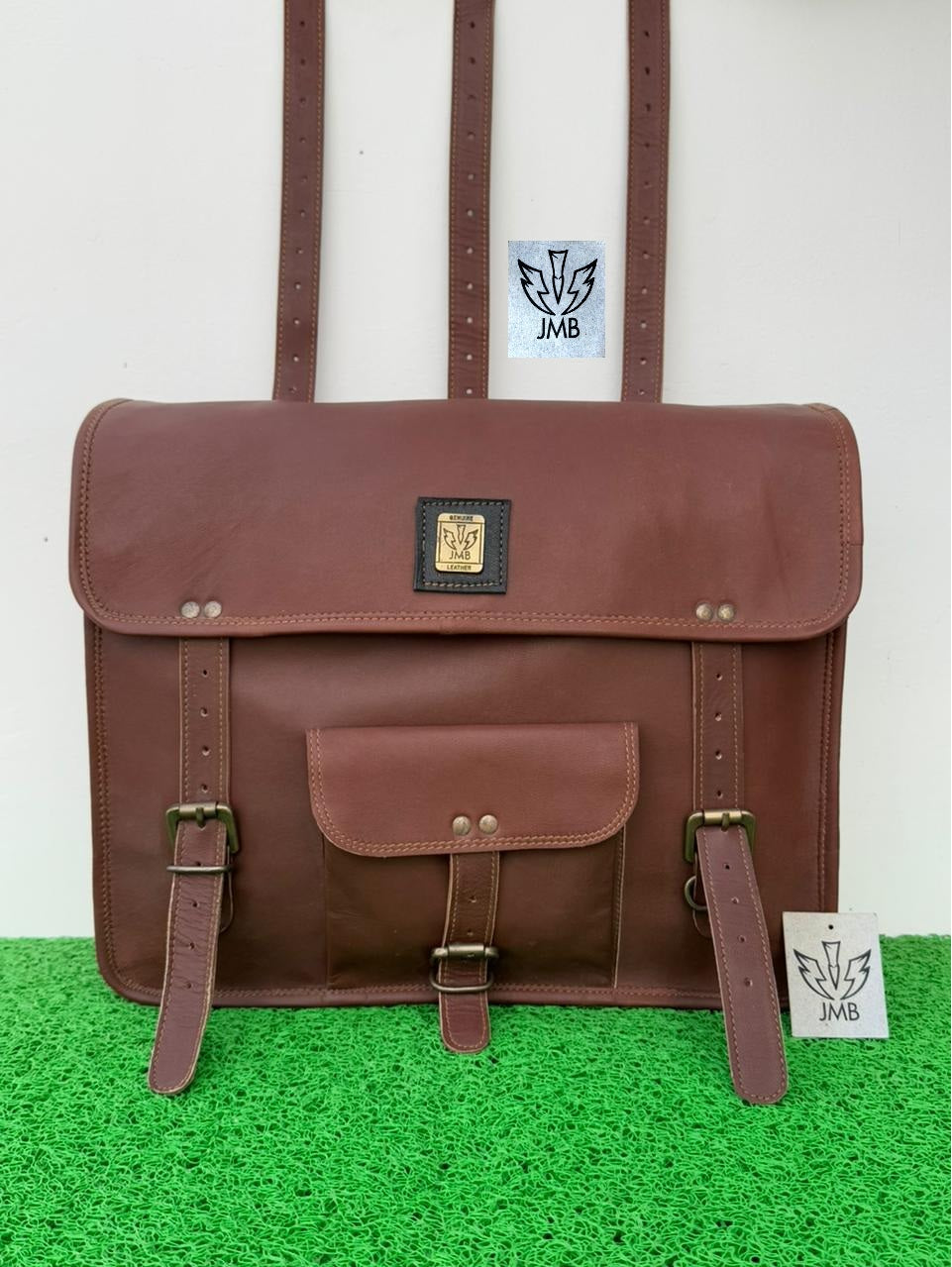 Motorrad-Satteltasche, 1 Seitentasche, braunes Leder, Packtasche