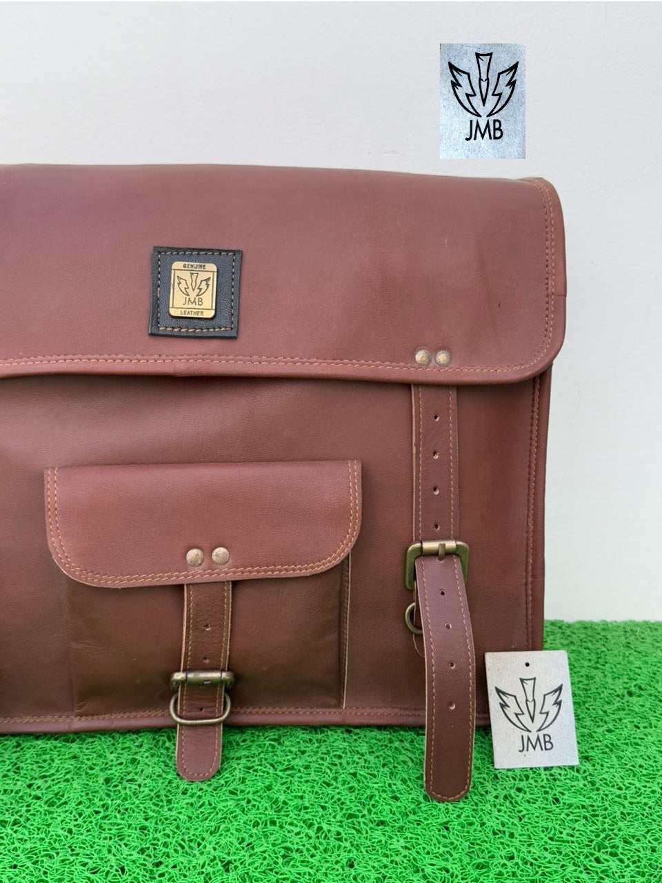 Motorrad-Satteltasche, 1 Seitentasche, braunes Leder, Packtasche