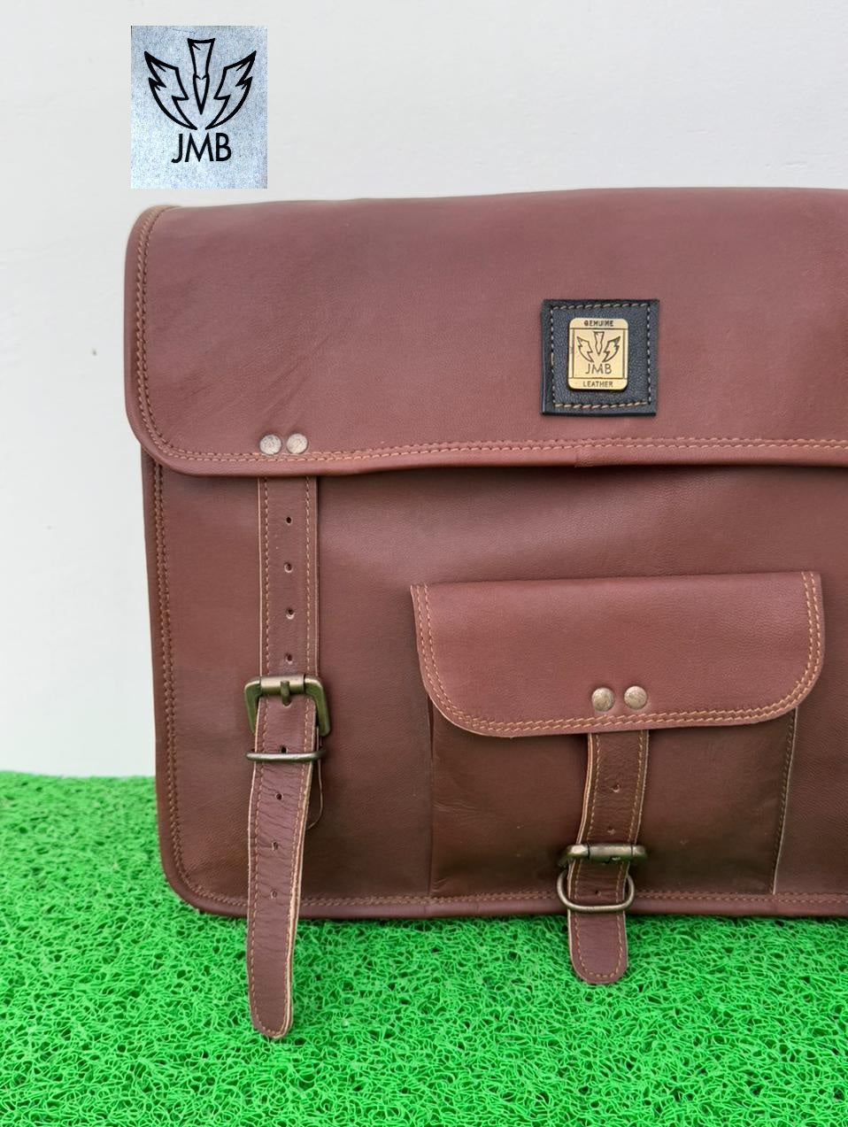 Motorrad-Satteltasche, 1 Seitentasche, braunes Leder, Packtasche