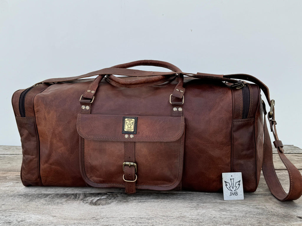 Unisex-Reisetasche aus echtem Leder, ideal für Fitnessstudio, Wochenendausflüge und Übernachtungen, von Jasolcraft