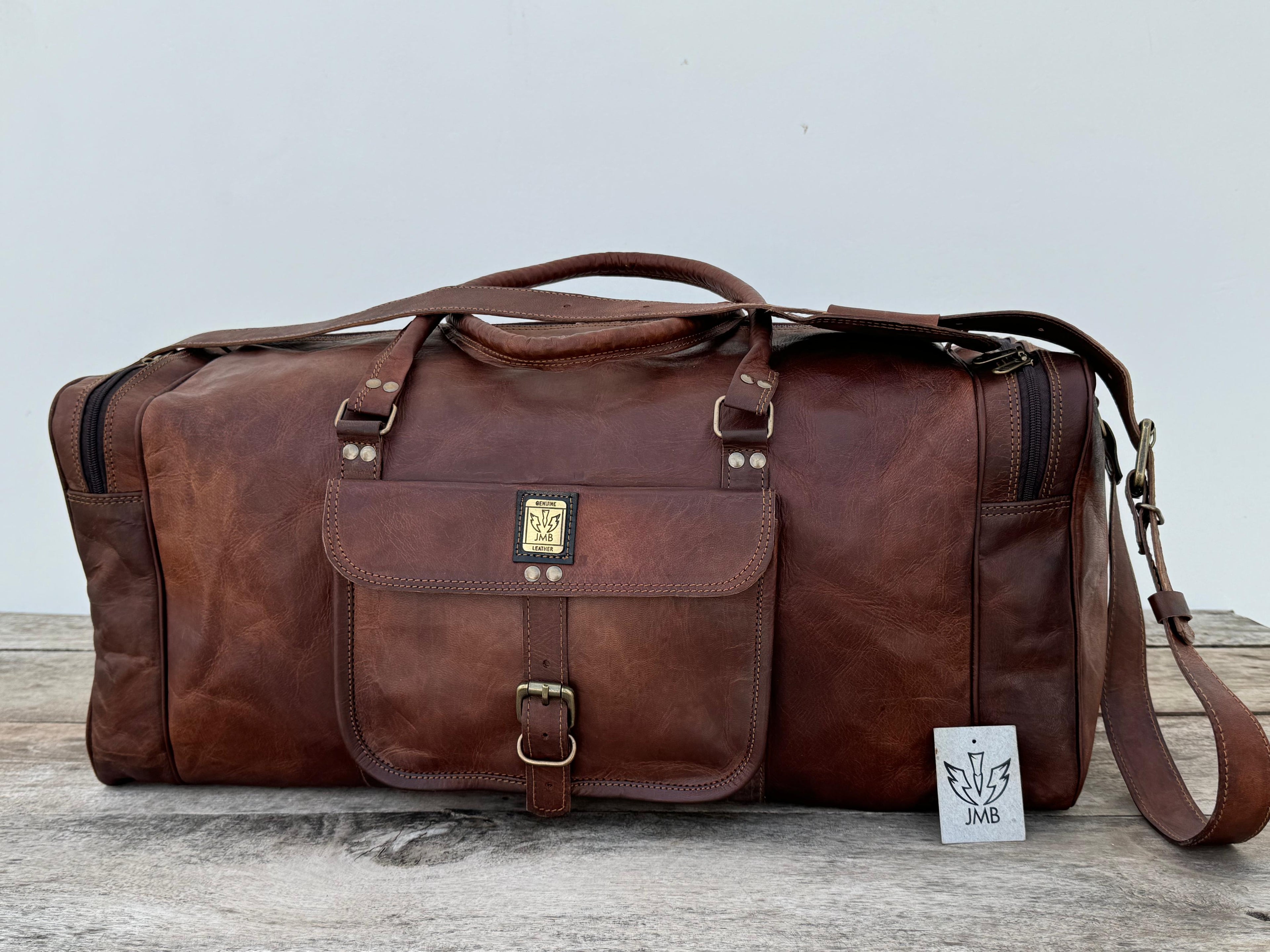 Unisex-Reisetasche aus echtem Leder, ideal für Fitnessstudio, Wochenendausflüge und Übernachtungen, von Jasolcraft