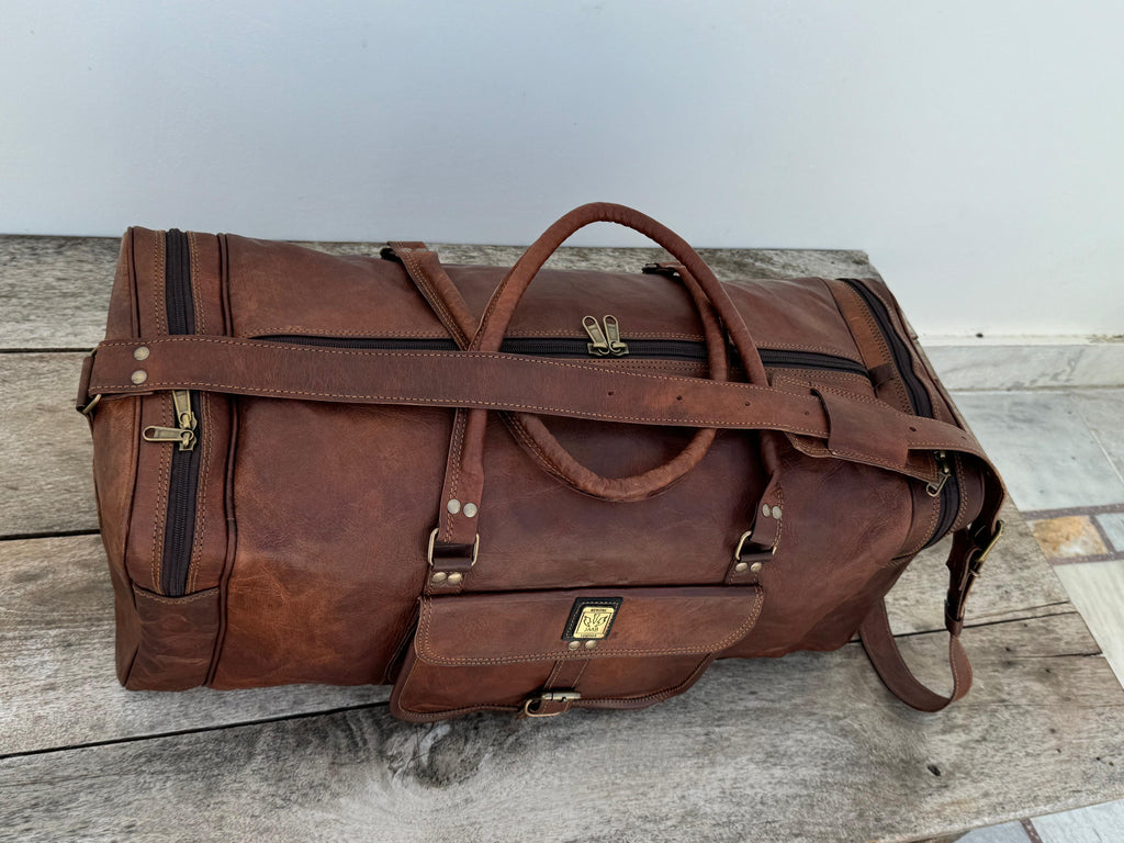 Unisex-Reisetasche aus echtem Leder, ideal für Fitnessstudio, Wochenendausflüge und Übernachtungen, von Jasolcraft