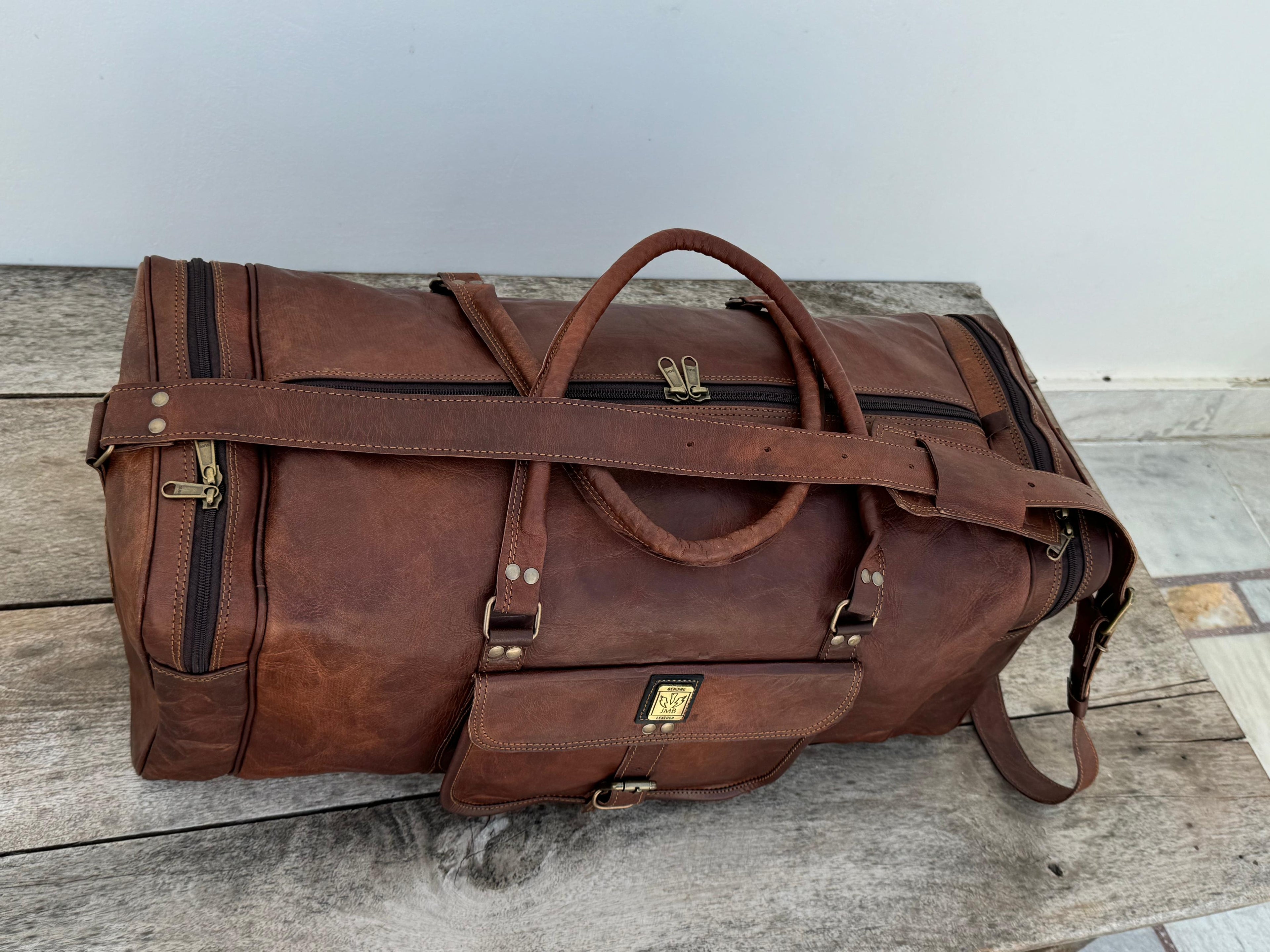 Unisex-Reisetasche aus echtem Leder, ideal für Fitnessstudio, Wochenendausflüge und Übernachtungen, von Jasolcraft