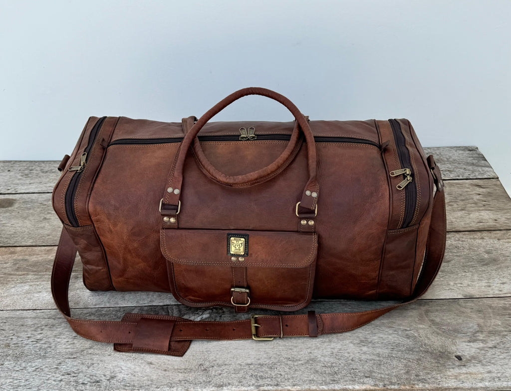 Unisex-Reisetasche aus echtem Leder, ideal für Fitnessstudio, Wochenendausflüge und Übernachtungen, von Jasolcraft