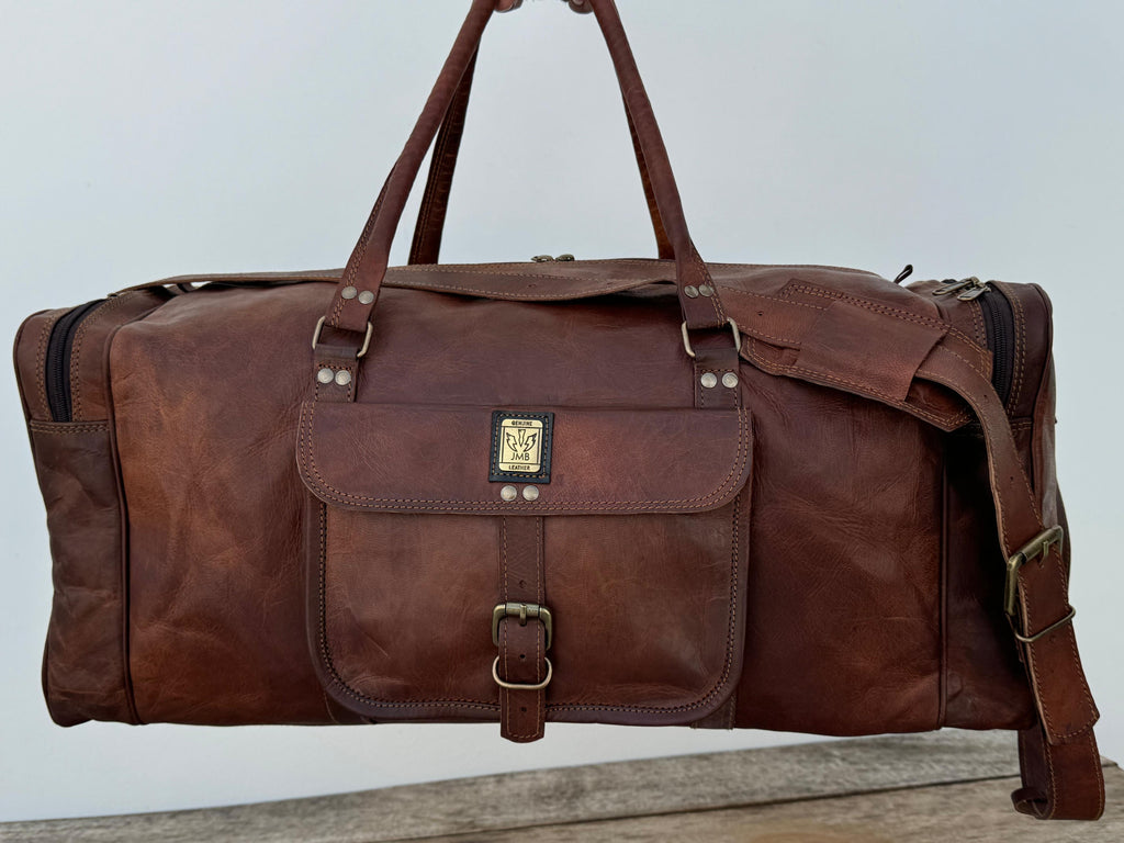 Unisex-Reisetasche aus echtem Leder, ideal für Fitnessstudio, Wochenendausflüge und Übernachtungen, von Jasolcraft