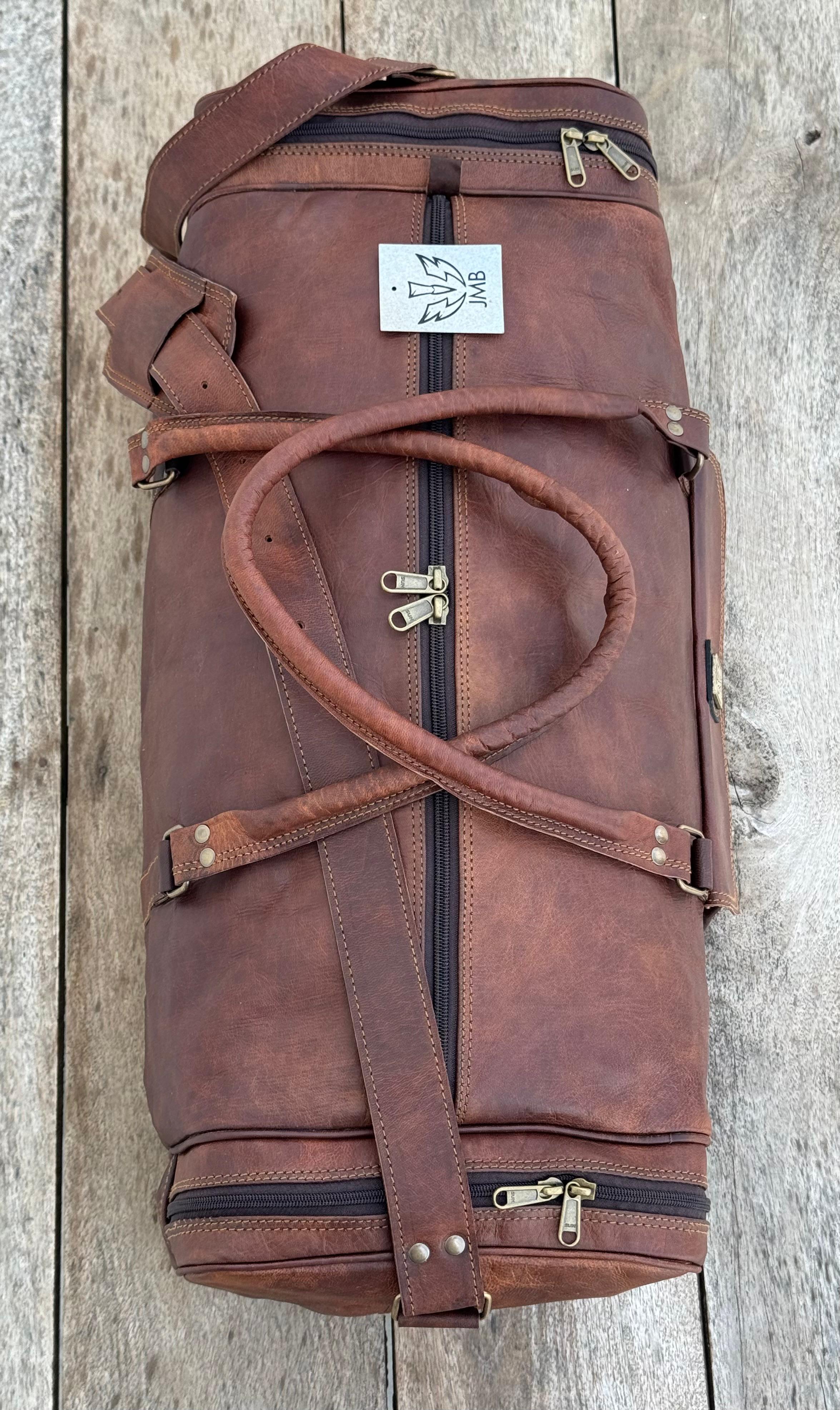 Unisex-Reisetasche aus echtem Leder, ideal für Fitnessstudio, Wochenendausflüge und Übernachtungen, von Jasolcraft