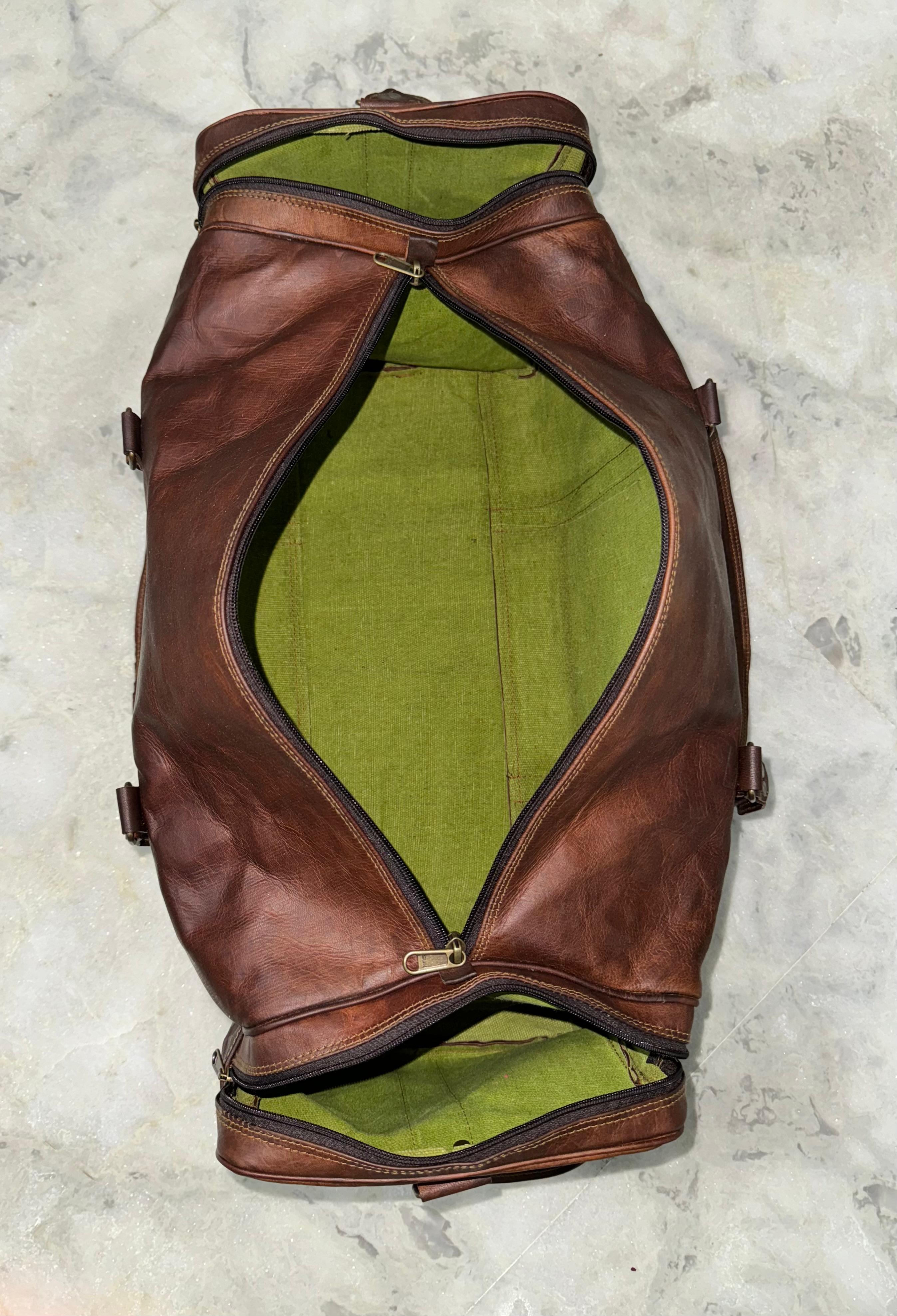 Unisex-Reisetasche aus echtem Leder, ideal für Fitnessstudio, Wochenendausflüge und Übernachtungen, von Jasolcraft