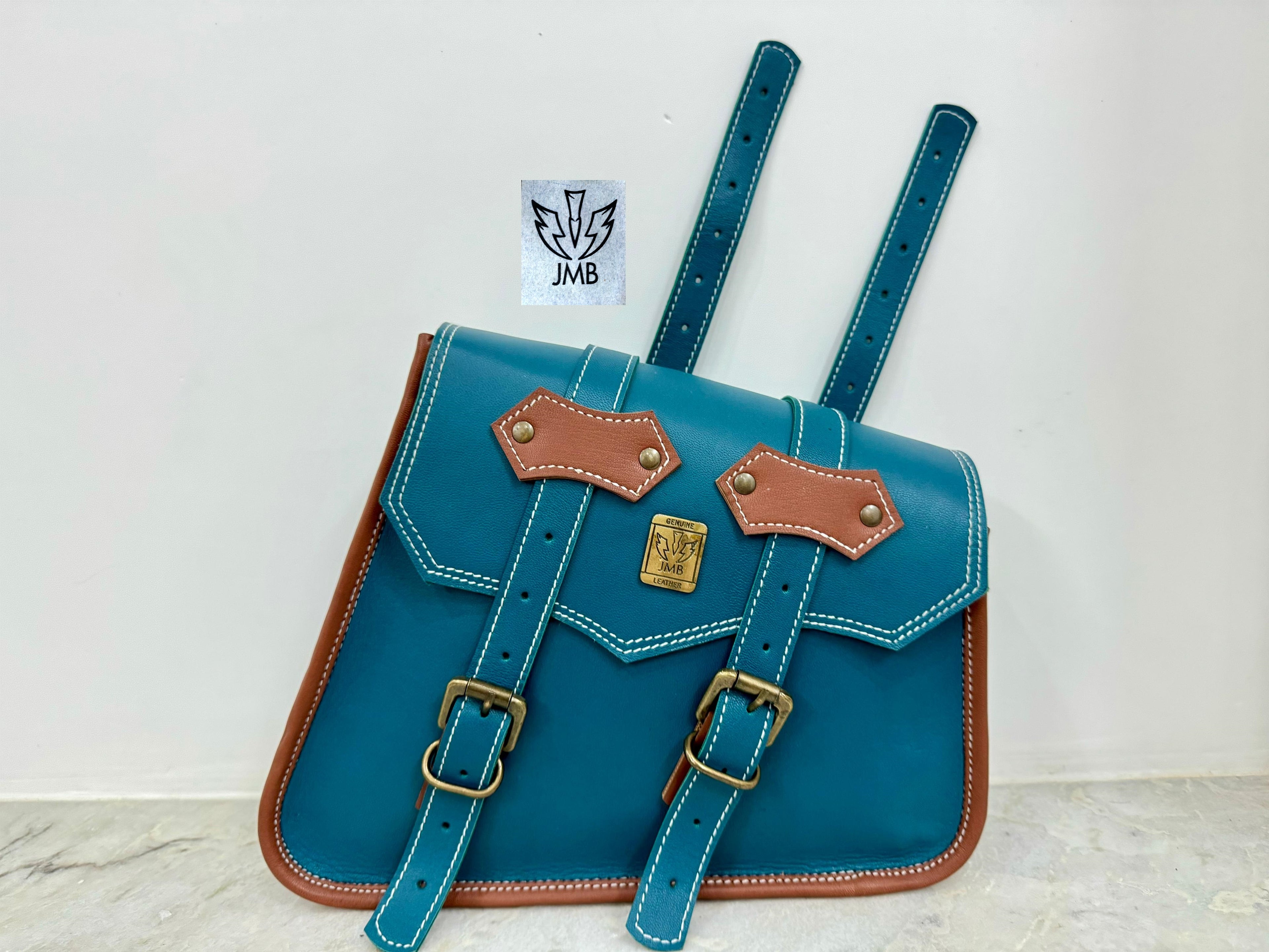 Set mit 3 Motorrad-Ledersatteltaschen 